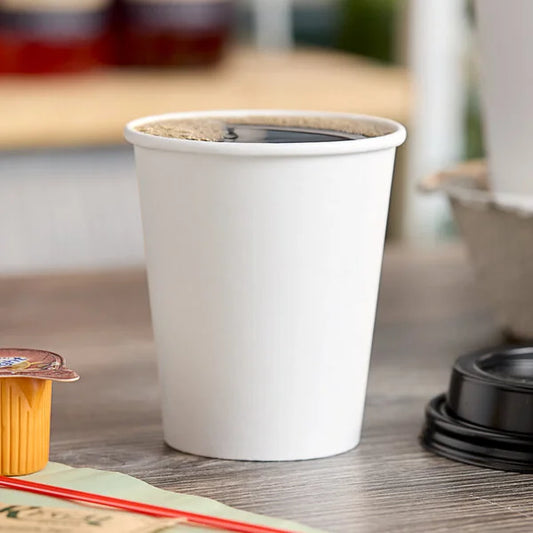 8 oz. Tall White Poly Paper Hot Cup - 1,000/Case