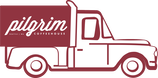 red illustration of pilgrim coffee truck