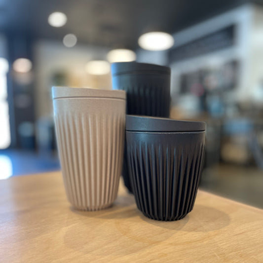 Huskee reusable cups at Pilgrim Coffeehouse